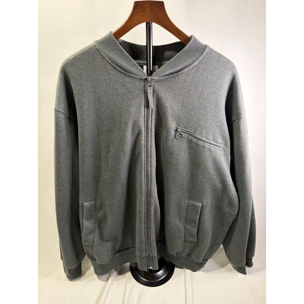 John Blair Men's Pullover Gray Full zip With Pockets 2XL